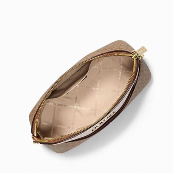 New Michael Kors Jet Set Travel Medium Dome Crossbody Camel Multi - Picture 3 of 5